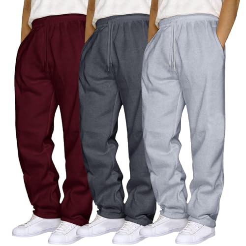 Fitness Hosen Herren Gym Lang Trainingshose Herren Baumwolle Weit Jogginghose Mit Zugband Trekkinghose Basic Sporthose Dicke Breite Hosen Weich Freizeithose Winddicht Laufhose Wasserdicht Wanderhose von Generisch