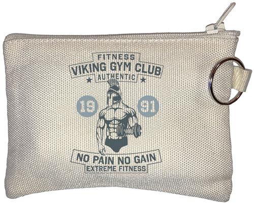 Fitness Viking Gym Club Authentic No Pain No Gain Extreme Fitness Small Wallet Coin Purse Beige, beige, Einheitsgröße von Generisch