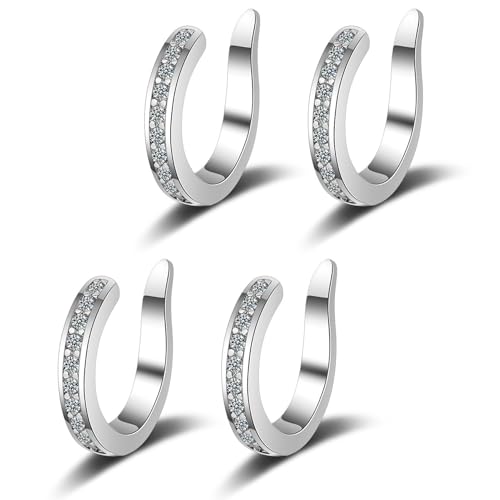 Fixura Ear Clips, Fixura Ear Corrector, Adjustable Pierceless Ear Cuff for Women, Thin Chunky Ears Cuffs Earrings for Women Men Everyday, Gently Improve Ears Position (Silver*4) von Generisch