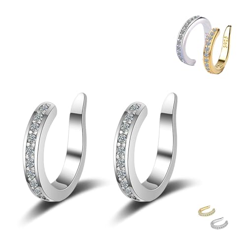 Fixura Ear Cuffs Non-Piercing Earrings for Women, Non Tarnish Clip Trendy Earrings, Non-Surgical Ear Corrector Clips, Cute Small Clip-On Cartilage Earring, Cartilage Jewelry Gift (Silver) von Generisch