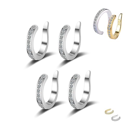 Fixura Ear Cuffs Non-Piercing Earrings for Women, Non Tarnish Clip Trendy Earrings, Non-Surgical Ear Corrector Clips, Cute Small Clip-On Cartilage Earring, Cartilage Jewelry Gift (Silver+sILver) von Generisch