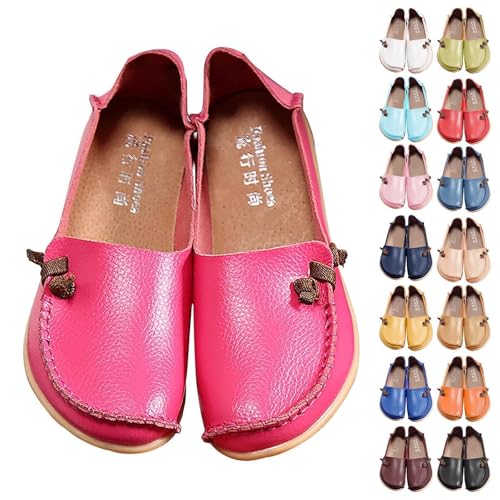 Flache Bootsschuhe, Leder, flache Schuhe, Damen, weiches Leder, Mokassins, lässiger Schlupfschuh für formelle Arbeit, Büro, Loafer, modische Rindsleder-Pumps, lässig, Still-Oxfords, Schuh für Damen von Generisch