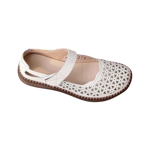 Flache Damen Ballerinas Freizeitschuhe Damen Leder Netz Hohl Slip On Winterschuhe Atmungsaktive Flache Damenschuhe Weiche Loafers Weiße Bequeme Schlupfschuhe Hinten Offen Turnschuhe Outdoor 1 von Generisch