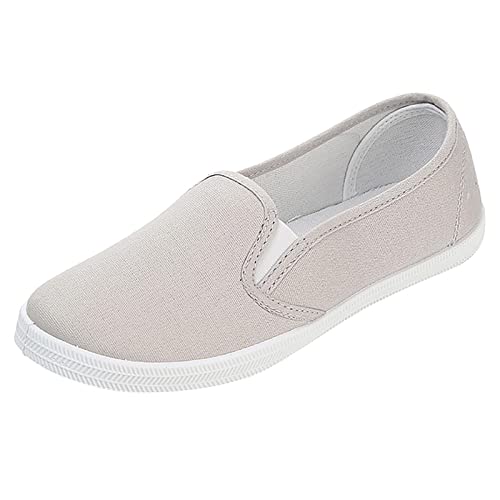 Flache Damenschuhe für flache breite Füße – Damen-Freizeitschuhe aus Segeltuch, niedriges Oberteil, flache Joggingschuhe für Damen, leicht, atmungsaktiv, Schlupfschuhe, einfarbig, weich, bequem, von Generisch