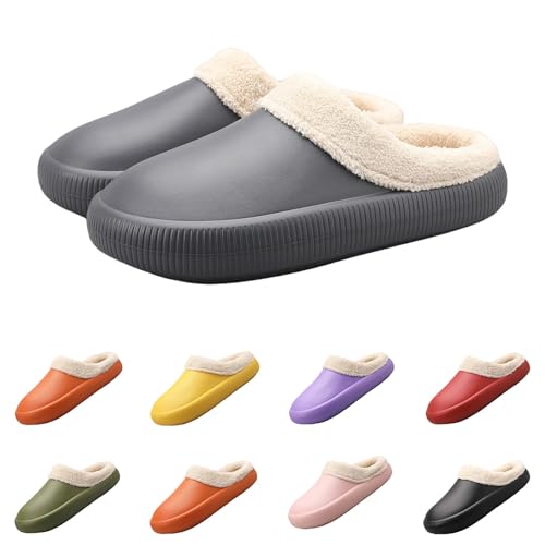 Flache Filzpantoffeln Damen rutschfest Winterhausschuhe Unisex Hausschuhe Damen Winter Plüsch Pantoletten Weiche Warm Leicht Slippers Geschlossen Flauschig Filzhausschuhe Bequeme Hauspatschen von Generisch