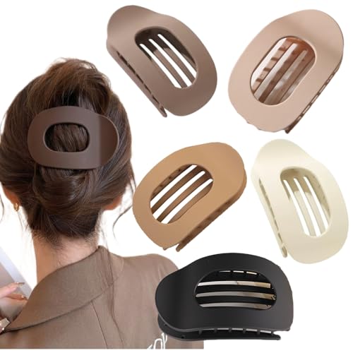 5 Stk Benglatt Haarspange Flache Haarspangen,Entenschnabel Haarspange Damen Duckbill Hair Clips Einfach Elegante Haarklammern,Rutschfest Flat Claw Clip für Frauen,Mädchen,Dickes Dünnes Haar von Generisch