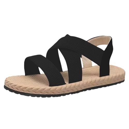 Flache Sandalen Damen Atmungsaktive Espadrilles Sandaletten Waschbare Weich Sommerschuhe Bequem Pantoletten Leicht Freizeitsandale Offener Zehen Breite Füße Strandschuhe Elegant Walkingschuhe von Generisch