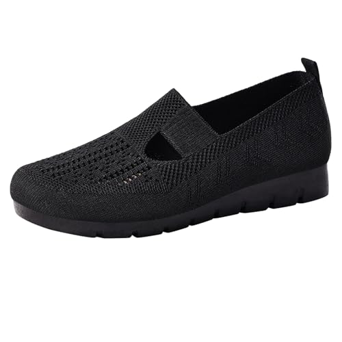 Flache Schuhe Damen,Vermascht Sneakers,LäSsige Walkingschuhe,rutschfeste Halbschuhe,Atmungsaktive Freizeitschuhe,Slip On Turnschuhe,Mesh Strick Joggingschuhe,Ohne SchnüRsenkel Laufschuhe von Generisch