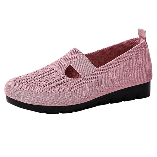 Flache Schuhe Damen,Vermascht Sneakers,LäSsige Walkingschuhe,rutschfeste Halbschuhe,Atmungsaktive Freizeitschuhe,Slip On Turnschuhe,Mesh Strick Joggingschuhe,Ohne SchnüRsenkel Laufschuhe von Generisch