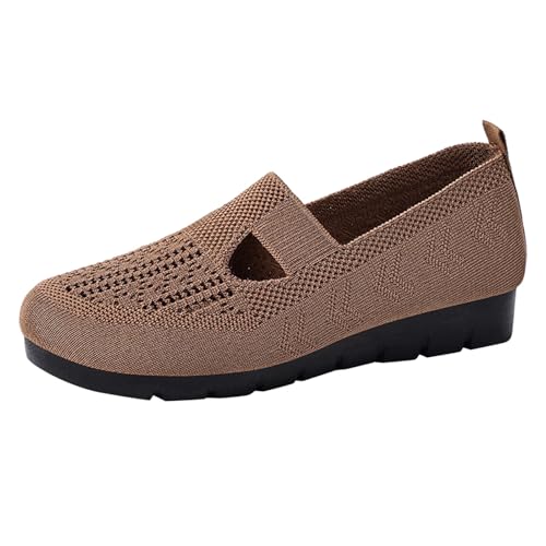 Flache Schuhe Damen,Vermascht Sneakers,LäSsige Walkingschuhe,rutschfeste Halbschuhe,Atmungsaktive Freizeitschuhe,Slip On Turnschuhe,Mesh Strick Joggingschuhe,Ohne SchnüRsenkel Laufschuhe von Generisch