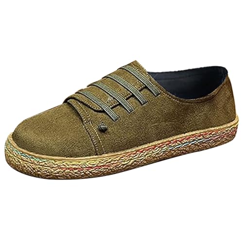 Flache Schuhe Damen Espadrilles Schnürschuhe Runder Zehenpartie Halbschuhe Vintage Stil Sommerschuhe Herbst Winter Shoes Women Walkingschuhe Damenschuhe Freizeitschuhe Outdoorschuhe von Generisch