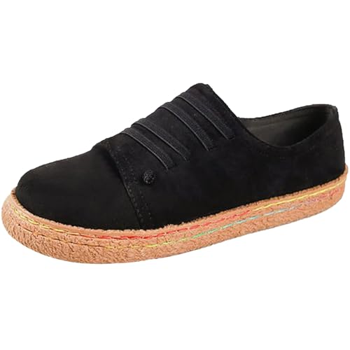 Flache Schuhe Damen Espadrilles Schnürschuhe Runder Zehenpartie Halbschuhe Vintage Stil Sommerschuhe Herbst Winter Shoes Women Walkingschuhe Damenschuhe Freizeitschuhe Outdoorschuhe von Generisch