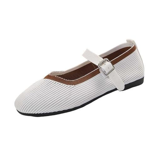 Flache Schuhe F��R Damen, Ballerinas Damen Elegant Und Bequem Halbschuhe Damenschuhe Sommer Mary Jane Ballerina Schuhe Barfuss Tanzschuhe Flache Balerinaschuhe Sommerschuhe Brautschuhe, Weiße, 40 Flache Schuhe F��R Damen, Ballerinas Damen Elegant Und Bequem Halbschuhe Damenschuhe Sommer Mary Jane Ballerina Schuhe Barfuss Tanzschuhe Flache Balerinaschuhe Sommerschuhe Brautschuhe, Weiße, 40 von Generisch