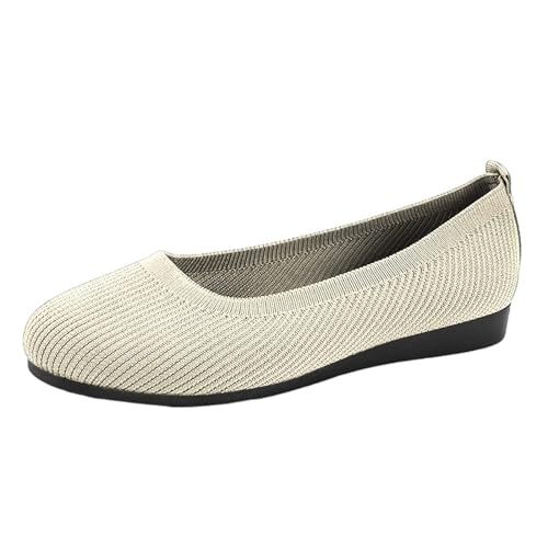 Flache Schuhe Für Damen Braun Loafer Sommer Stoff Sportschuhe Slip On Freizeitschuhe Mit rutschfest Sohle Jogging-Schuhe Atmungsaktiv Halbschuhe Leichtgewichts Fitnessschuhe Bequeme von Generisch