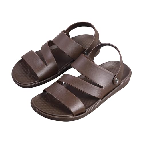 Flache Sohle Sandalen Herren – Strand-Wasserschuhe, rutschfeste Hausschuhe, Wandersandalen, Gummisohle, Hausschuhe, Doppelzweck-Sandalen, Sport-Sandalen, offener Zehenbereich, Strandrutschen, von Generisch