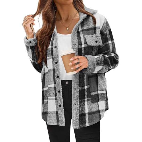 Flanell Hemdjacke Damen Kariert Fleecejacke Übergangsjacke Button Down Teddyjacke Locker Umlegekragen Karohemd Mode Leichte Winterjacke 2024 Jacket Mit Taschen Damenjacke Shacket Freizeitjacke Flanell Hemdjacke Damen Kariert Fleecejacke Übergangsjacke Button Down Teddyjacke Locker Umlegekragen Karohemd Mode Leichte Winterjacke 2024 Jacket Mit Taschen Damenjacke Shacket Freizeitjacke von Generisch