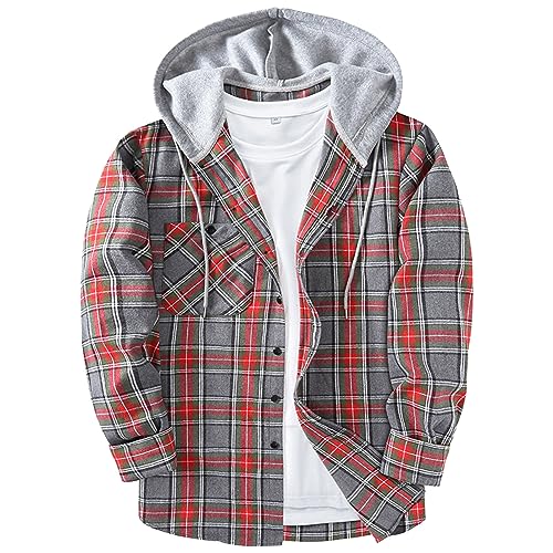 Flanellhemd Herren Grün, Kariert mit Kapuze Slim Fit Lang Trachtenhemd Cordhemd Große Größen Winter Langarm mit Knöpfen Freizeithemden Hemd 4XL Gefüttert Holzfällerhemd Flanellhemd von Generisch