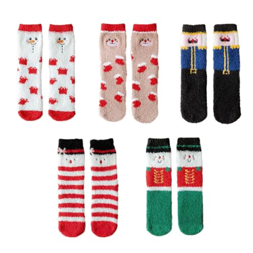 Flauschige, dicke Crew-Socken für Urlaub, Cartoon, gemütlich, Weihnachten, atmungsaktiv, für Festivals, Weihnachten, 34, Korallen-Fleece, Ohne Edelstein von Generisch