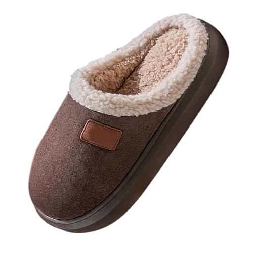Flauschige Hausschuhe Herren Hausschuhe 35 Herren Frühling und Winter Plus Samt Warme Heimschuhe Aus Baumwolle Mit Dicker Sohle Und Weicher Sohle Rutschfeste Hausschuhe Damen Waschbar (Coffee, 42) von Generisch