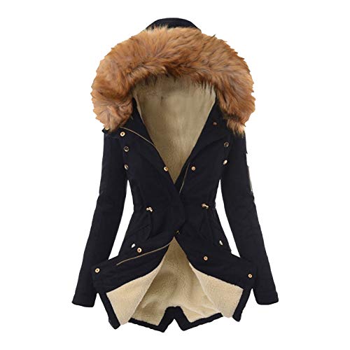 Winterjacke Damen Lang Steppjacke Warmer Gefüttert Fleece Daunenjacke Mit Kapuze Winddicht Outdoorjacke Große Größen Damenmantel Winter Parka Jacke Langarm Wintermantel Casual Fleecejacke von Generisch