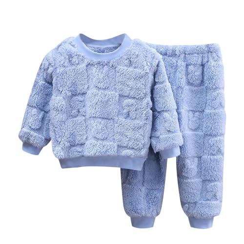 Flauschige Schlafanzug - Hausanzug Kinder MäDchen Kuschelig Pyjama Jungen Zweiteiler Winter Warm Weihnachten Pyjama - Hauskleidung Anzug Kapuze Pullover Hose Set Warme Winter NachtwäSche Lose von Generisch