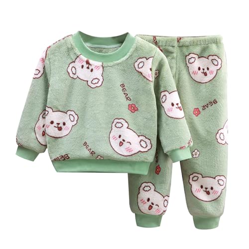 Flauschige Schlafanzug - Hausanzug Kinder MäDchen Kuschelig Pyjama Jungen Zweiteiler Winter Warm Weihnachten Pyjama - Hauskleidung Anzug Kapuze Pullover Hose Set Warme Winter NachtwäSche Lose von Generisch