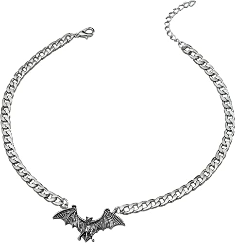 Fledermaus-Halskette für Frauen und Mädchen, Gothic-Punk, coole schwere Kette, Choker, Fledermausflügel, Anhänger, Halskette, Halloween-Schmuck, Langlebigkeit von Generisch