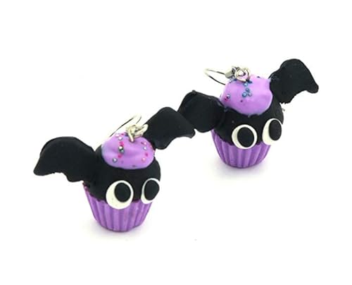 Fledermaus Törtchen Ohrringe handmade Damen Ohrhänger Muffin von Generisch