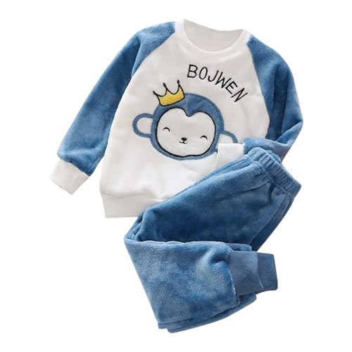 Fleece Schlafanzug Kinder Baby Flannel Zweiteiliger Schlafanzug Kleinkind Mädchen Jungen Niedliche Dino Pyjama Set Winter Fleece Schlafanzüge Weihnachten Nachtwäsche 80 86 92 98 104 110 116 122 128 von Generisch
