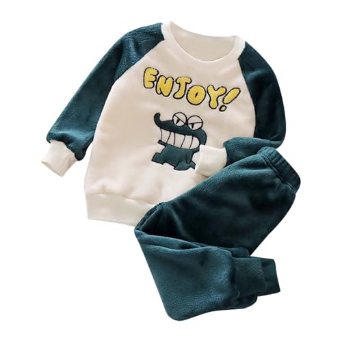 Fleece Schlafanzug Kinder Baby Flannel Zweiteiliger Schlafanzug Kleinkind Mädchen Jungen Niedliche Dino Pyjama Set Winter Fleece Schlafanzüge Weihnachten Nachtwäsche 80 86 92 98 104 110 116 122 128 von Generisch
