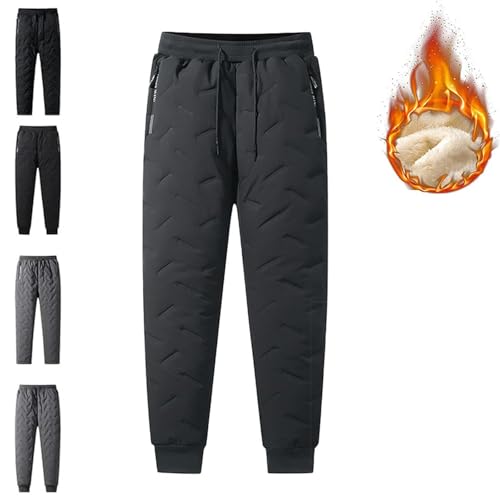 Fleeceactive – Unisex Fleece-gefütterte wasserdichte Hose, Winter, warm, flauschige Leggings mit Taschen für Männer und Frauen, Schwarz-Jogger, XXL von Generisch