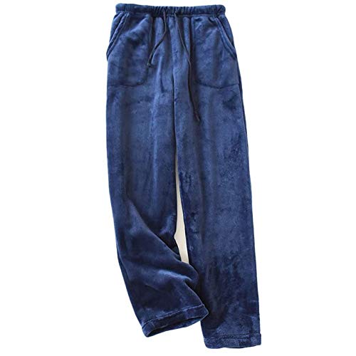 Fleecehose Damen Warm Weites Bein Pyjamahose Lang Fleece Haushose Lockere Freizeithose High Waist Freizeit Damenhose Mit Kordelzug Elegant Und Bequem Langes Warme Pyjama Winterhose (Blue, L) von Generisch