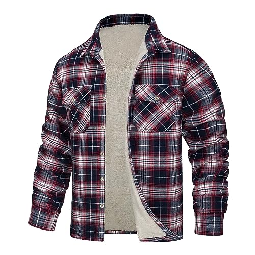 Fleecejacke Herren, Flanell Jacke Herren Warme Kariert Gefüttert Flanellhemd Flanelljacke Thermo Fleecefutter Arbeitshemd Holzfällerhemd Weich Bequem Thermohemd Hemdjacke Outdoor Winterjacke von Generisch