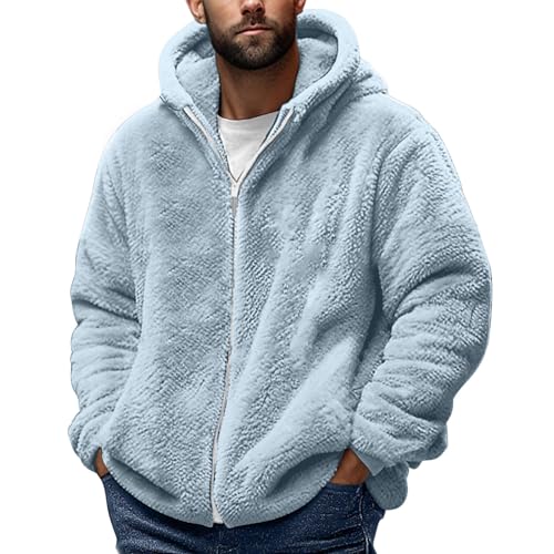 Fleecejacke Herren Lässig Einfarbig Teddyjacke Doppelseitiger Samt Sweatjacke Dicke Warme Winterjacke Locker Plüschjacke Reißverschluss Wintermantel Wollmantel Outdoorjacke S-4XL Die Discounter von Generisch