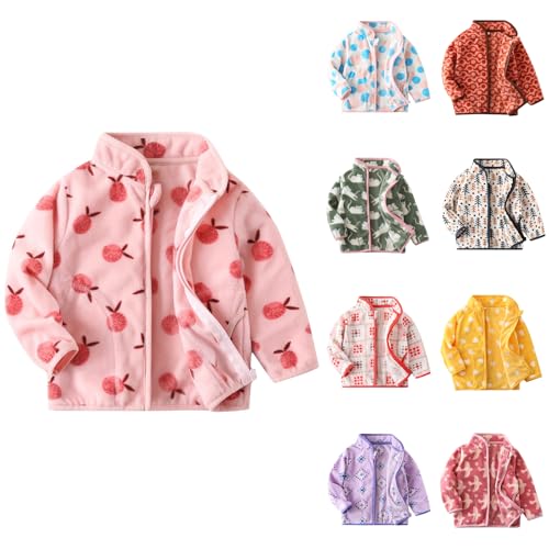 Fleecejacke Kinder Mädchen Winterjacke Reißverschluss Teddy Fleecejacke Winter Warme übergangsjacke Mode Niedliche Cartoon Bedrucktes Wintermantel Winddicht Plüsch Teddyjacke 2-10 Jahre von Generisch
