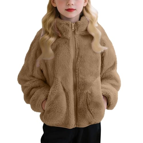Fleecejacke Kinder Mädchen und Jungen DüNn PlüSch Jacke üBergangsjacke - Warme Leichte PlüSchjacke Kuscheljacke FüR Jungen Sweatjacke Sportjacke Stehkragen Kinderjacke Freizeitjacke 3-16 Jahre von Generisch