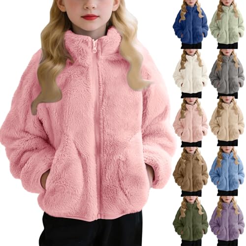 Fleecejacke Kinder Mädchen und Jungen DüNn PlüSch Jacke üBergangsjacke - Warme Leichte PlüSchjacke Kuscheljacke FüR Jungen Sweatjacke Sportjacke Stehkragen Kinderjacke Freizeitjacke 3-16 Jahre von Generisch