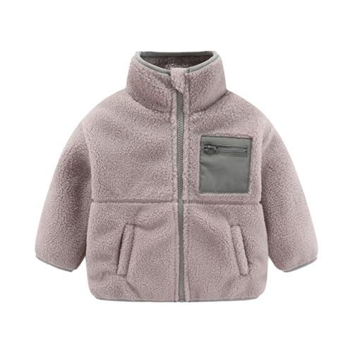 Fleecejacke Kinder Übergangsjacke Einfarbig Winteriacke Warme Steppjacke für Jungen Mädchen Winter Fleece Jacke mit Reißverschluss Tasche Unisex Kinderjacke Fleecejacken Grau 3-4 Jahre von Generisch