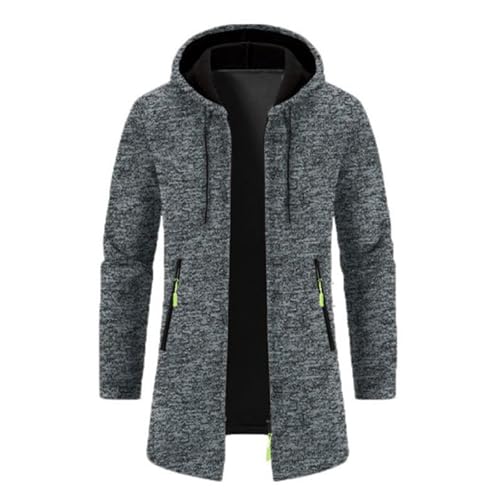 Fleecemantel Herren Lang,Fleecejacke Herren Mit Kapuze Sweatjacke Modisch Outdoorjacke Dickere Warm Strickjacke Einfarbig Übergangsmantel Atmungsaktive Arbeitsjacke Loose Strickjacke Große Größen von Generisch