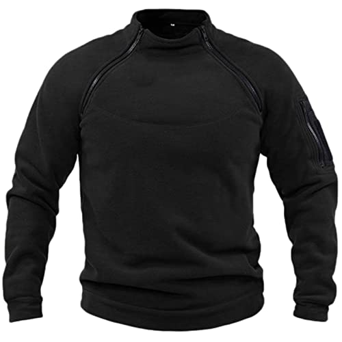 Fleecepullover Herren Militär Outdoor Fleecejacke Warme Tactical Combat Fleece Pullover Taktische Jacke Fleeces Jacket Winterpullover Sport Jumper Tops Army Winddichte Pullover Zip Top ohne Kapuze von Generisch