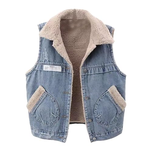 Fleeceweste Damen Wandern, Jeansweste Damen Ärmellos Fleece Flauschige Gilet Weste Warme Fleecejacke Denim Jacke Winter Winterjacke Revers Fleeceweste Elegant Übergangsjacke Kurze Jeansmantel Fleeceweste Damen Wandern, Jeansweste Damen Ärmellos Fleece Flauschige Gilet Weste Warme Fleecejacke Denim Jacke Winter Winterjacke Revers Fleeceweste Elegant Übergangsjacke Kurze Jeansmantel von Generisch