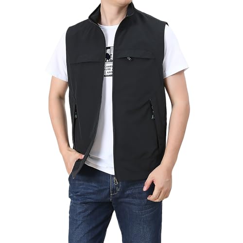 Fleeceweste Herren Ärmellos - Fleecejacke Herren Dünn Leicht: Winterweste Outdoor Weste Standkragen Arbeitsweste Mit Taschen Reißverschluss Warm Herren-Weste Winddicht Herrenweste Übergangswesten von Generisch