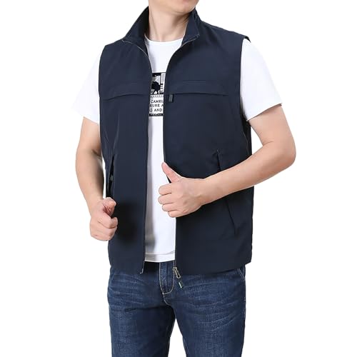 Fleeceweste Herren Ärmellos - Fleecejacke Herren Dünn Leicht: Winterweste Outdoor Weste Standkragen Arbeitsweste Mit Taschen Reißverschluss Warm Herren-Weste Winddicht Herrenweste Übergangswesten von Generisch