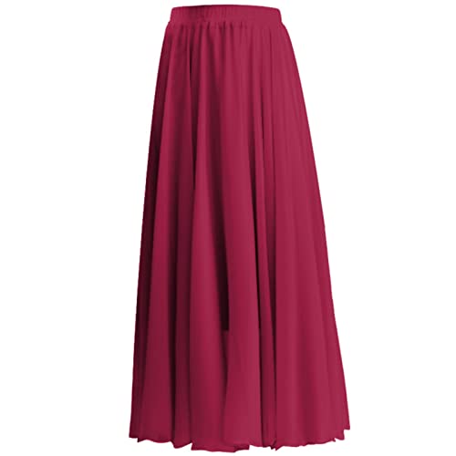 Fließende Drapierte Lang Chiffon Schwarz Damenrock Damen Modische Bauchweg Elegant Rock Mit Geräumiger Saum Lockere Röck Bequeme einfarbig Freizeitrock Langes High Waist Elegante Röcke (RD1, L) von Generisch