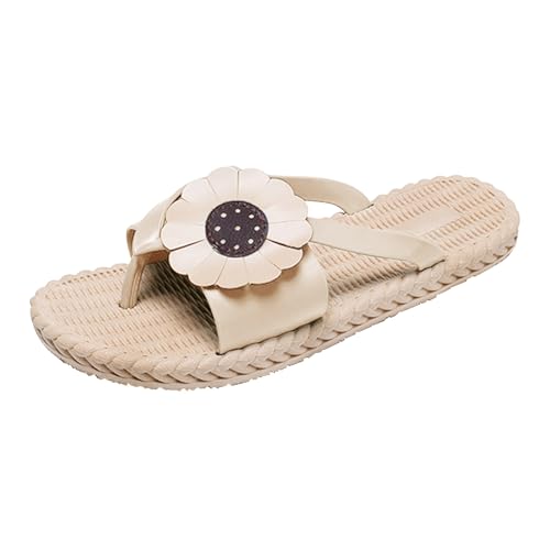 Flip Flops Damen Clip Toes Hausschuhe Leichte Strandschuhe Bequeme Espadrilles Flache Sandalen Rutschfeste Wanderschuhe mit Sonnenblume Weite Passform Flip-Flops Sommer Leder Sandale für Strand, khaki Flip Flops Damen Clip Toes Hausschuhe Leichte Strandschuhe Bequeme Espadrilles Flache Sandalen Rutschfeste Wanderschuhe mit Sonnenblume Weite Passform Flip-Flops Sommer Leder Sandale für Strand, khaki von Generisch