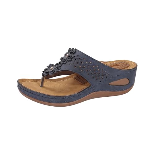 Flip Flops Damen Sommer Hausschuhe Mode Floral Hollow Out Thong Hausschuhe Bequeme Weiche Sohle Strand Sliders Casual Clip Toe Schuhe Mit Fußgewölbeunterstützung Kissen Leichte Rutschfeste Schuhe von Generisch