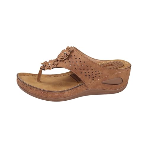 Flip Flops Damen Sommer Hausschuhe Mode Floral Hollow Out Thong Hausschuhe Bequeme Weiche Sohle Strand Sliders Casual Clip Toe Schuhe Mit Fußgewölbeunterstützung Kissen Leichte Rutschfeste Schuhe von Generisch