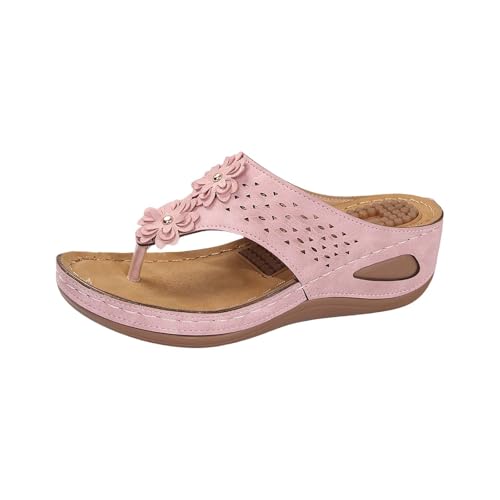 Flip Flops Damen Sommer Hausschuhe Mode Floral Hollow Out Thong Hausschuhe Bequeme Weiche Sohle Strand Sliders Casual Clip Toe Schuhe Mit Fußgewölbeunterstützung Kissen Leichte Rutschfeste Schuhe von Generisch
