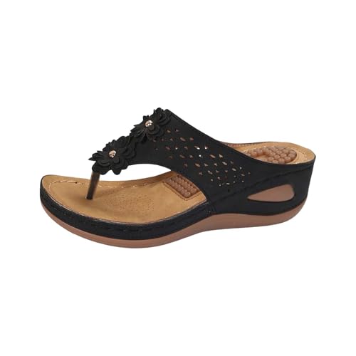 Flip Flops Damen Sommer Hausschuhe Mode Floral Hollow Out Thong Hausschuhe Bequeme Weiche Sohle Strand Sliders Casual Clip Toe Schuhe Mit Fußgewölbeunterstützung Kissen Leichte Rutschfeste Schuhe von Generisch