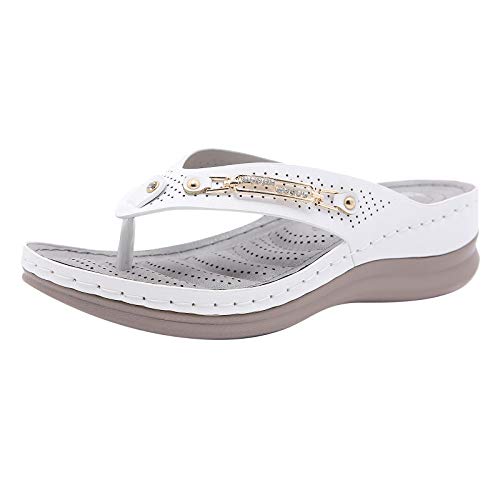 Flipflops Damen, Die Discounter, Zehentrenner Damen Sandalen Sommer Elegant Strand Sommerschuhe Flip Flops Leichte Weich Flipflops Orthopädische Freizeit Sandaletten Schuhe Boho Hausschuhe 38 EU von Generisch